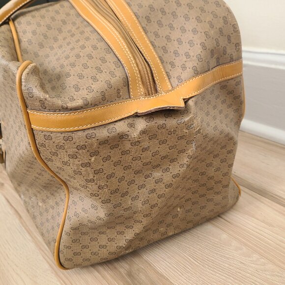 Vintage Gucci Micro GG Duffle Travel Bag Brown - Picture 3 of 12